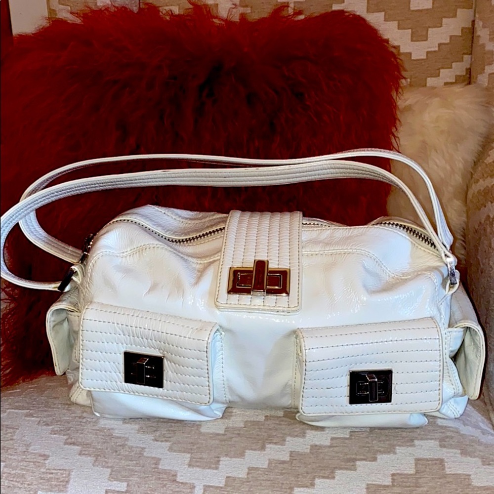 KOOBA Vintage White Patent Leather Satchel